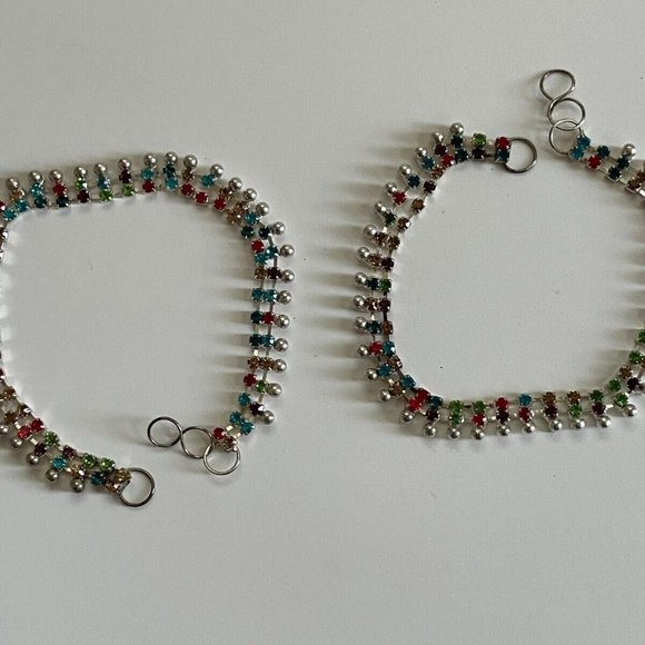 Anklet Multi Color Crystal Accent Silver Tone Fashion Anklet Women Jewelry Payel - Picture 8 of 12